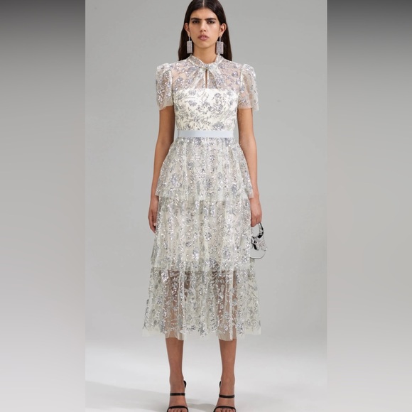 self portrait grid sequin midi dress Self Portrait  Grid Sequin Midi Dress  11172
